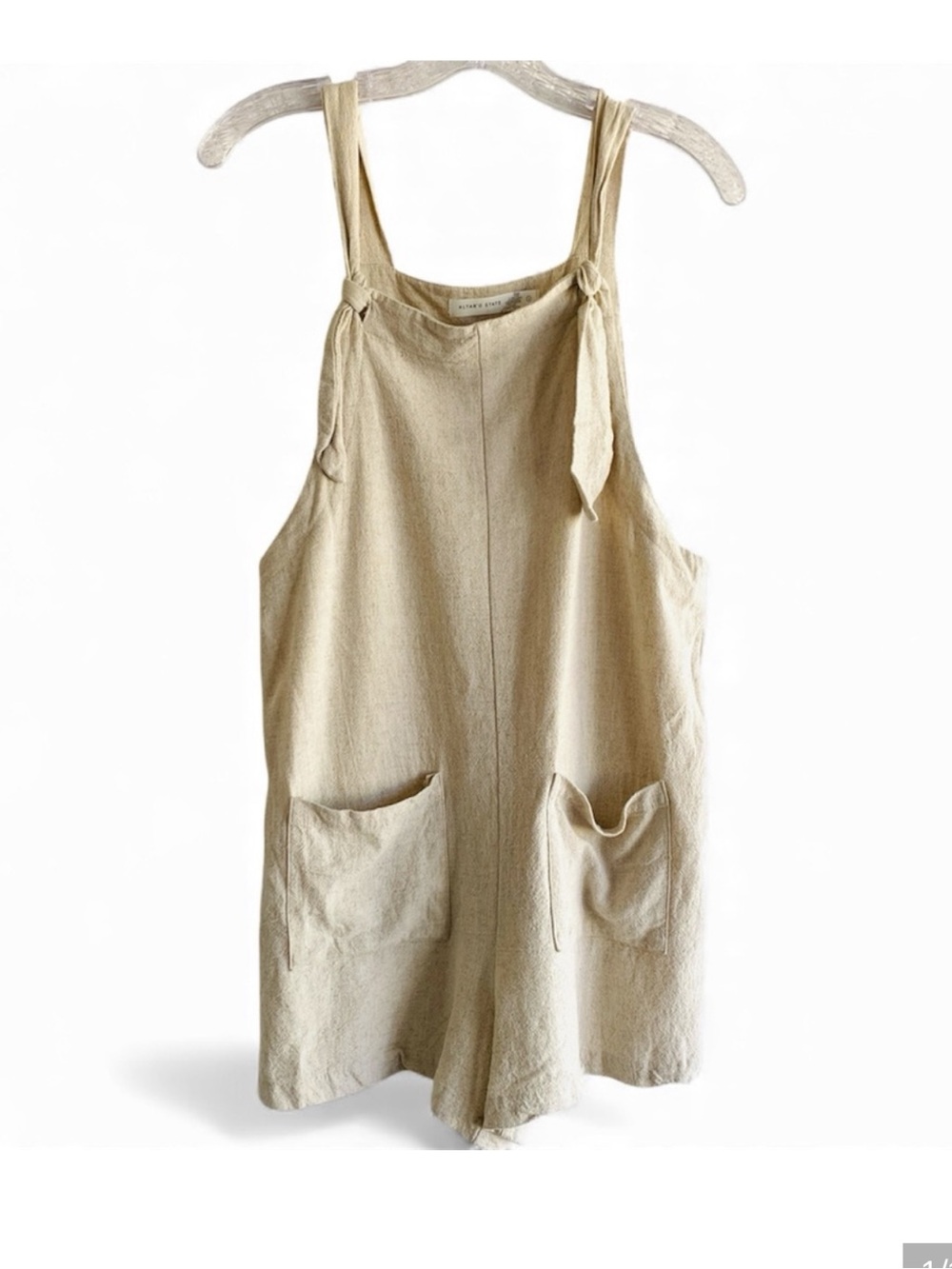 Altar'd State Natural Tie-Shoulder Linen Romper